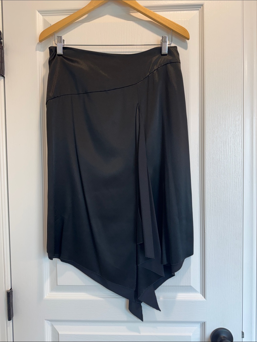 City DKNY black satin asymmetrical skirt